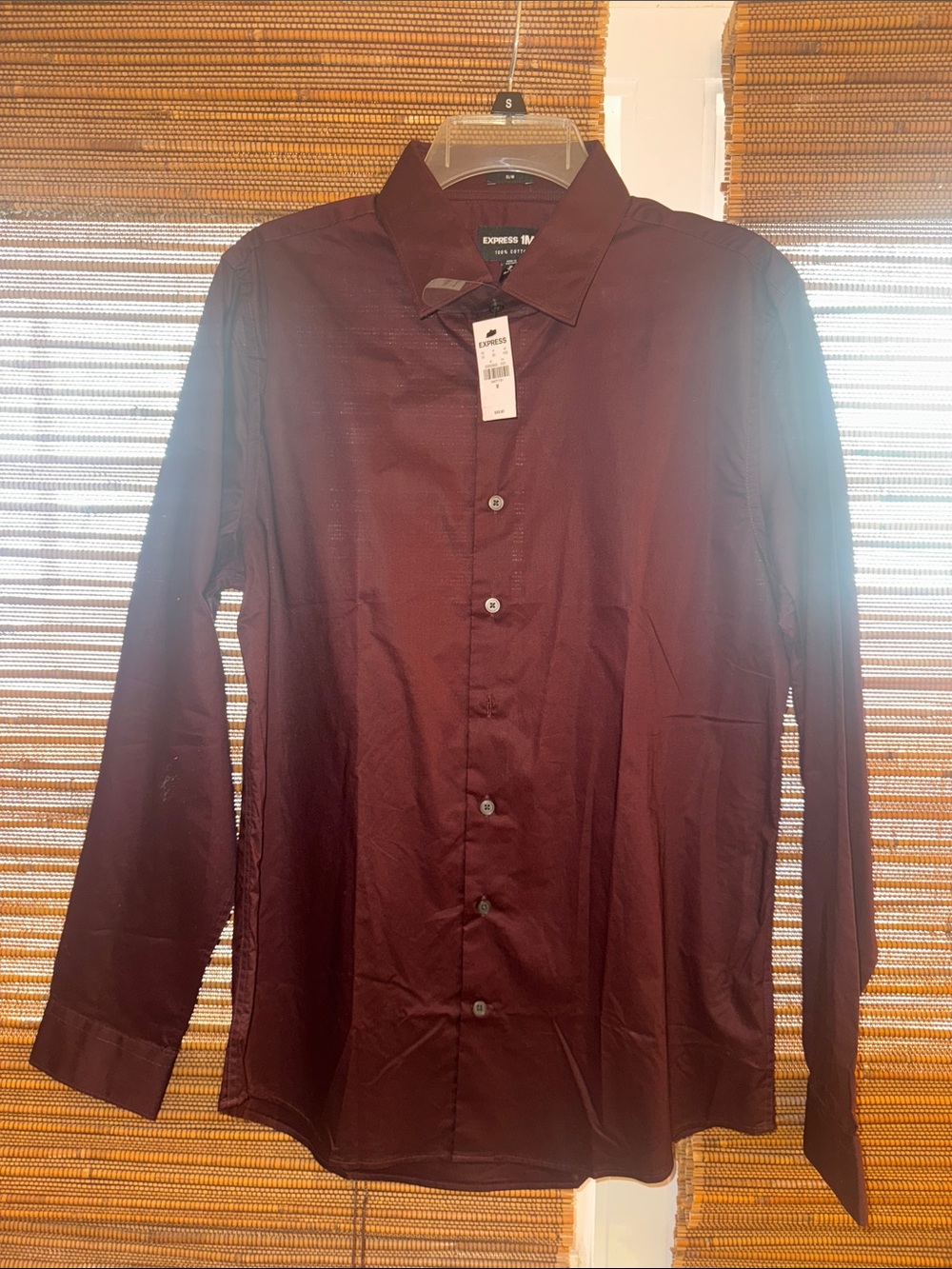 Express Men’s Burgundy Button-Up Dress Shirt